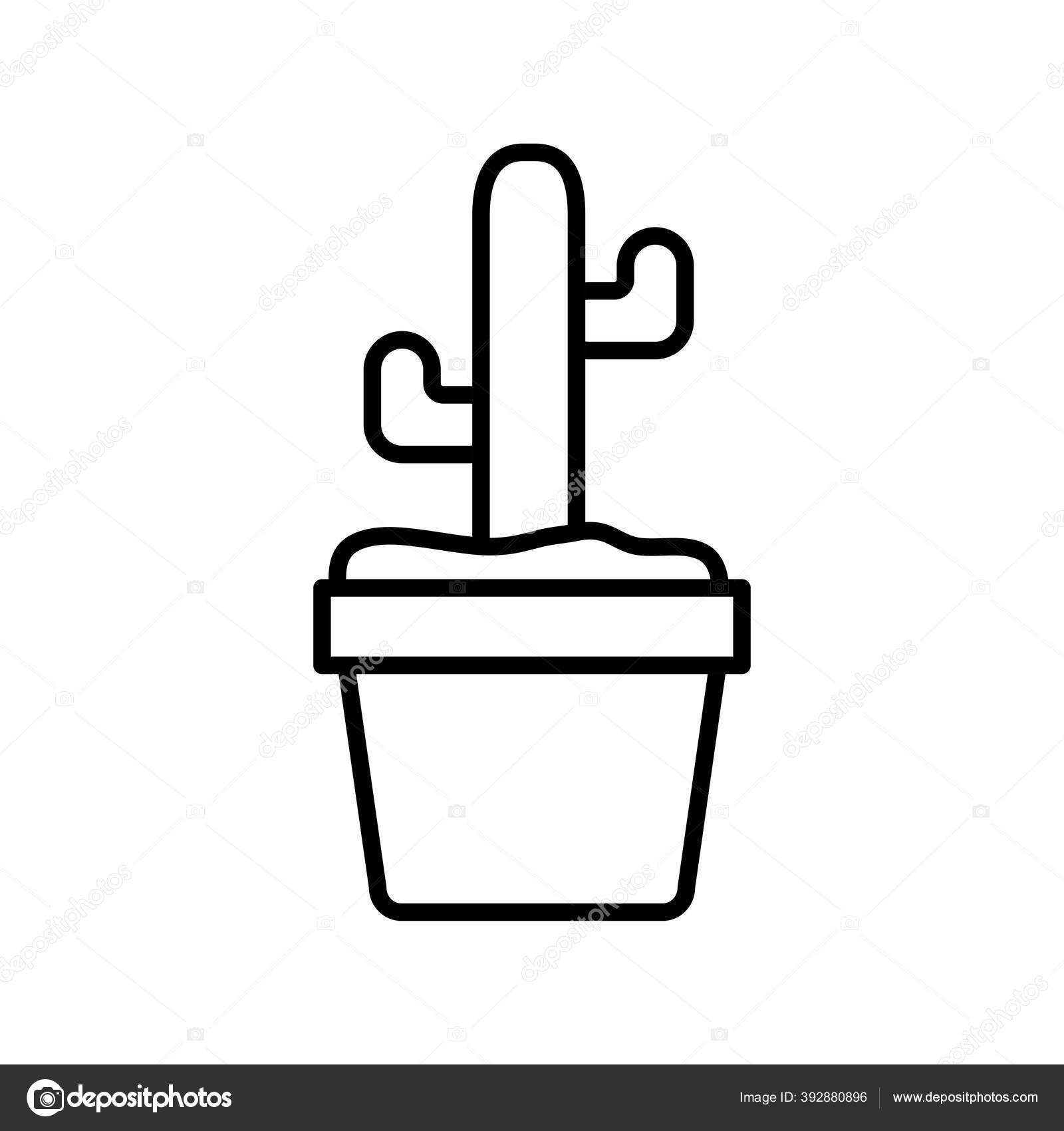 Desain Vektor Ikon Gaya Tanaman Kaktus Stok Vektor