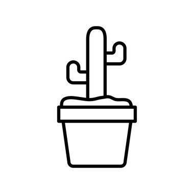 kaktüs bitkisi çizgisi biçim vektör tasarımı