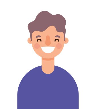 Avatar Adam çizgi film gülümseyen vektör tasarımı