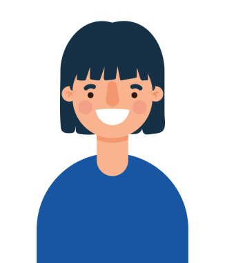 Avatar kadın çizgi film gülen vektör tasarımı