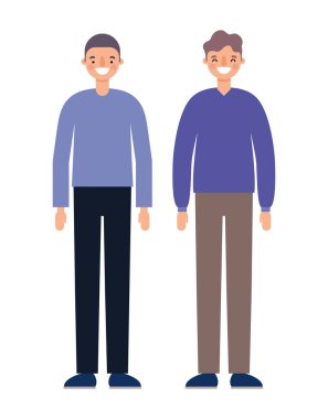 Erkekler, gülümseyen vektör tasarımı karikatürlerini avatarlar