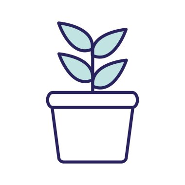 saksı çizgisi içinde bitki ve biçim ikonu vektör tasarımını doldur