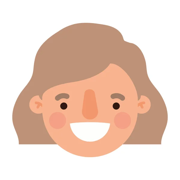 Cabeça mulher desenho animado desenho vetorial sorridente — Vetor de Stock