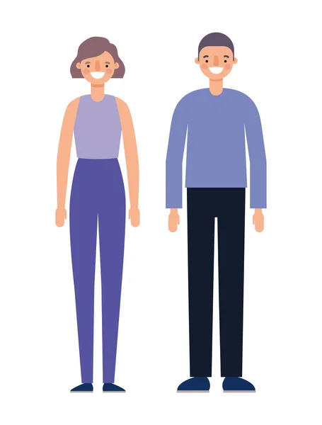 Woman and man cartoons couple smiling vector design — Stock Vector