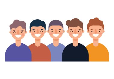 Erkekler, gülümseyen vektör tasarımı karikatürlerini avatarlar