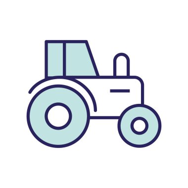 çiftlik traktörü çizgisi ve biçim ikonu vektör tasarımını doldur