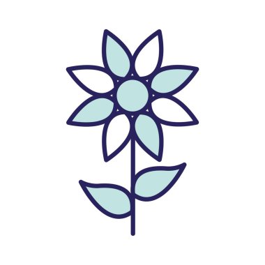 çiçek çizgisi ve biçim ikonu vektör tasarımını doldur