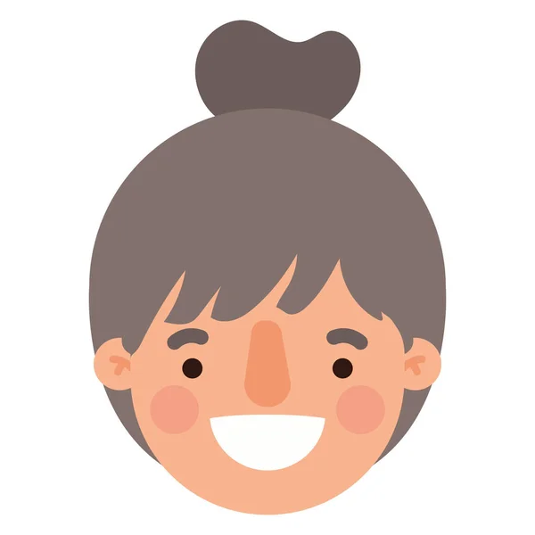 頭の女性漫画の笑顔ベクトルデザイン — ストックベクタ