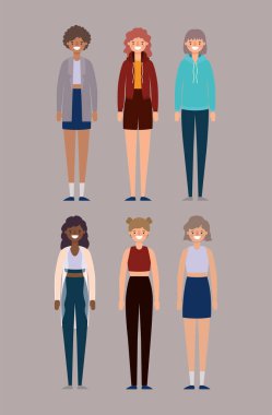 kadın çizgi filmler gülen vektör tasarımı