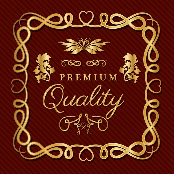 Qualidade premium com design de vetor de moldura de ornamento de ouro — Vetor de Stock