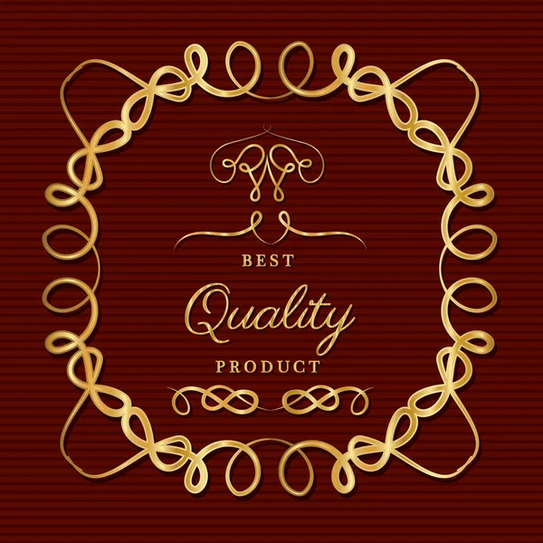 Melhor produto de qualidade com design de vetor de moldura de ornamento ouro — Vetor de Stock