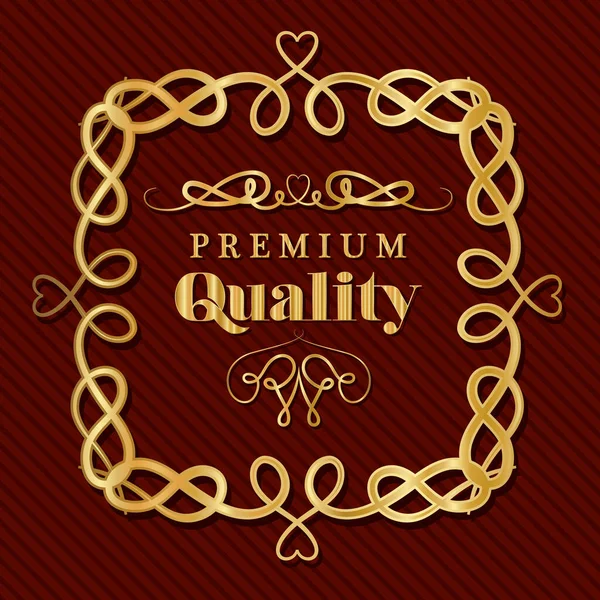 Calidad premium con diseño de vectores de marco de ornamento de oro — Archivo Imágenes Vectoriales