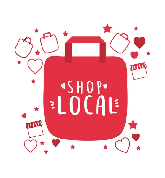 Negozio locale in borsa con cuore e stelle vettoriale design — Vettoriale Stock