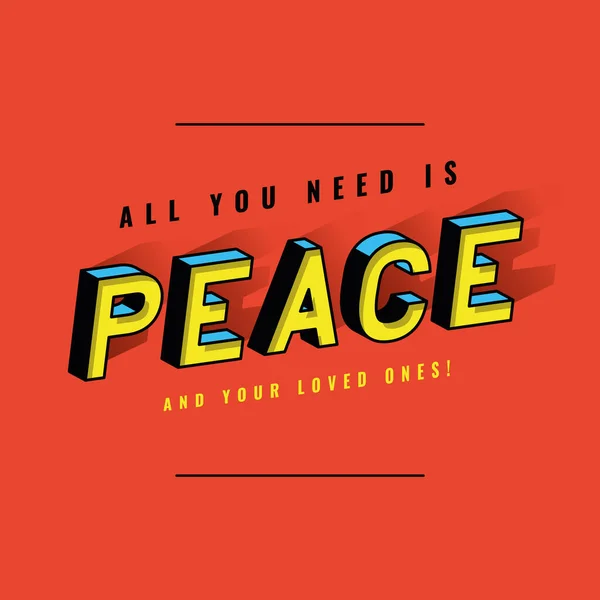 All you need is peace lettering vector design — Stock Vector