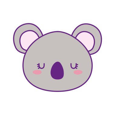 Şirin koala yüz çizgi film çizimi ve biçim ikon vektör tasarımı