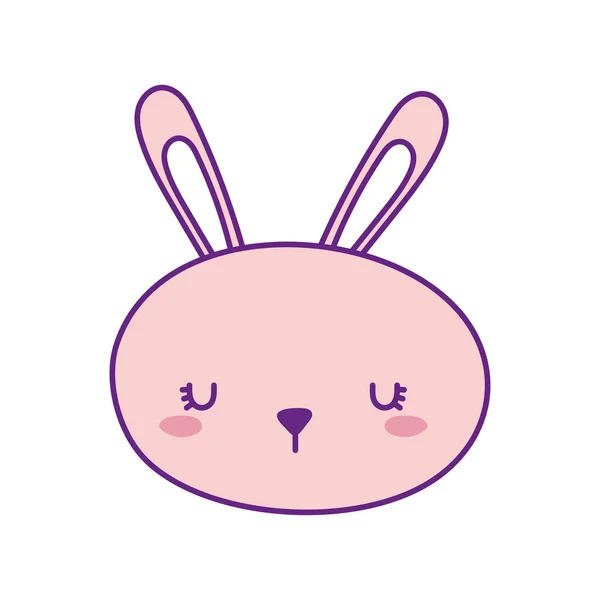 Lindo conejo cara línea de dibujos animados y relleno icono de estilo de diseño de vectores — Vector de stock