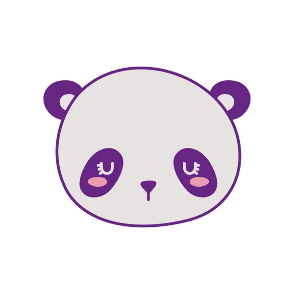 Bonito panda urso rosto cartoon linha e preencher estilo ícone vetor design — Vetor de Stock