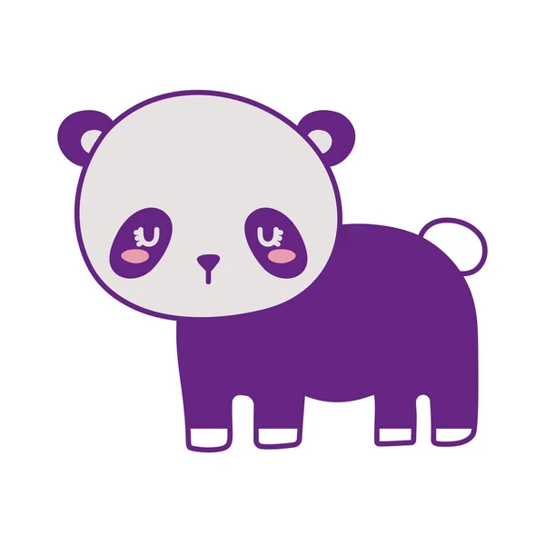 Lindo oso panda línea de dibujos animados y relleno icono de estilo diseño de vectores — Archivo Imágenes Vectoriales