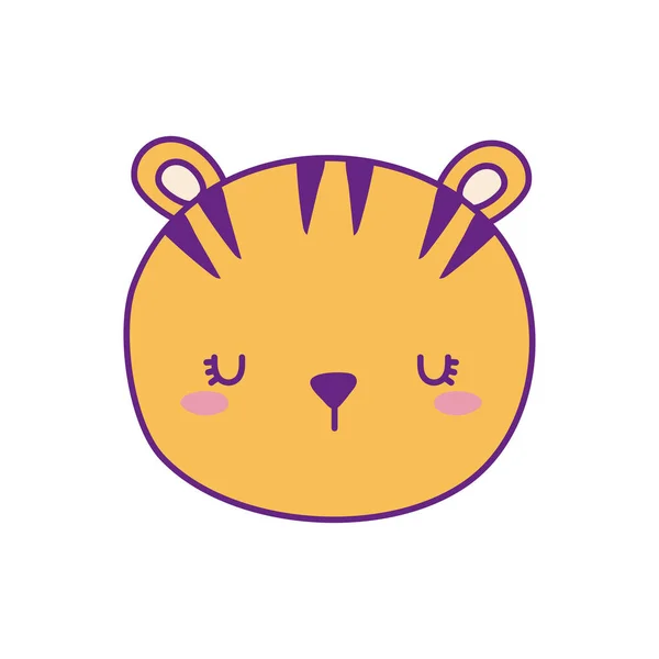 Leuke tijger gezicht cartoon lijn en vul stijl pictogram vector ontwerp — Stockvector