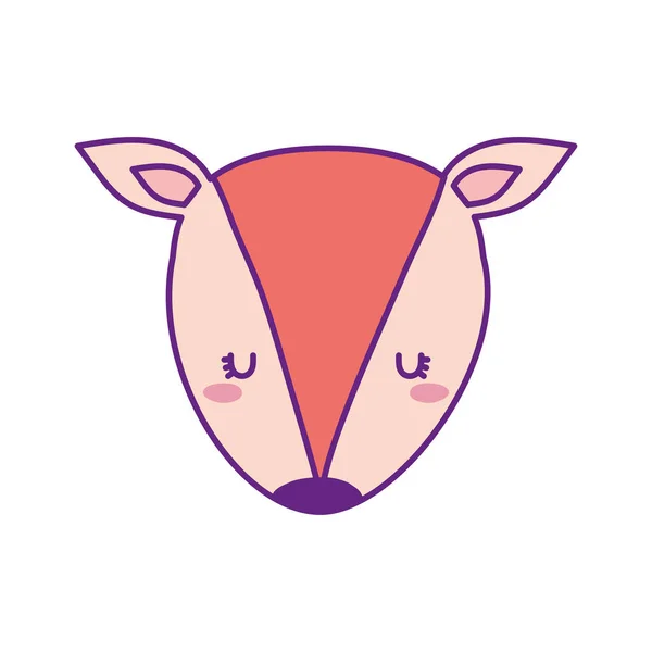 Leuke vos gezicht cartoon lijn en vul stijl pictogram vector ontwerp — Stockvector