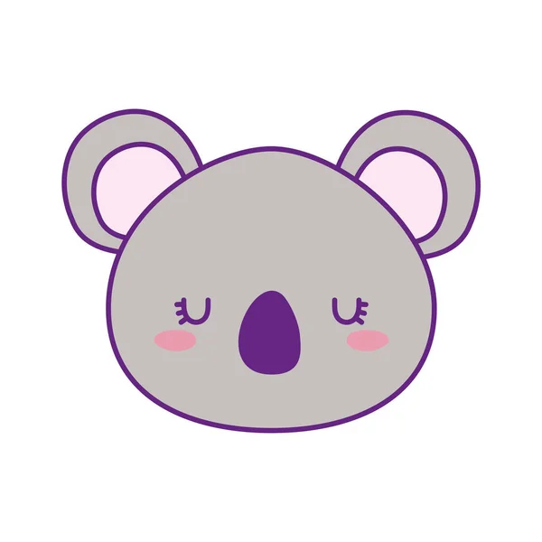 Lindo koala cara de oso línea de dibujos animados y relleno icono de estilo de diseño vectorial — Archivo Imágenes Vectoriales