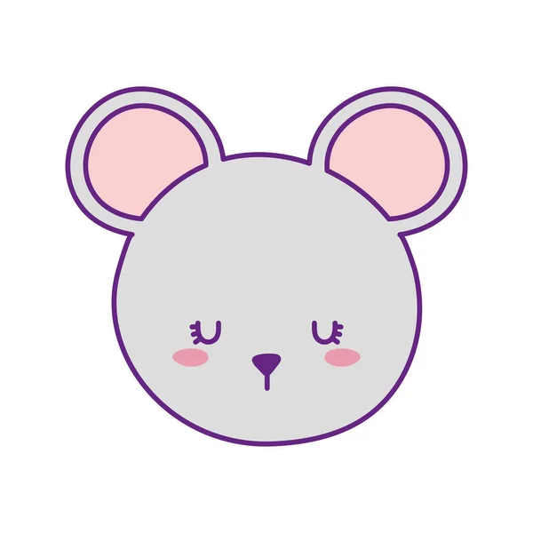 かわいいマウスの顔の漫画のラインと記入スタイルのアイコンベクトルデザイン — ストックベクタ