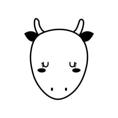 Tatlı boğa suratlı çizgi çizgi çizgi çizgi çizimi biçim vektör tasarımı
