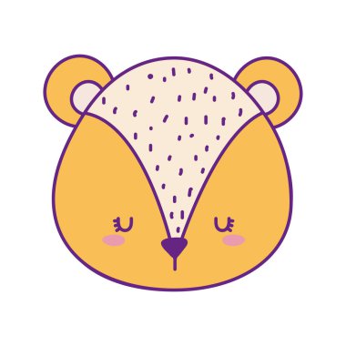 Şirin sincap suratlı çizgi film çizimi ve biçim ikonu vektör tasarımı