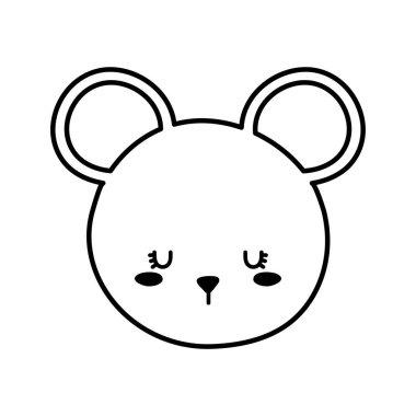 Şirin fare yüzlü çizgi çizgi çizgi çizgi çizimi biçim vektör tasarımı