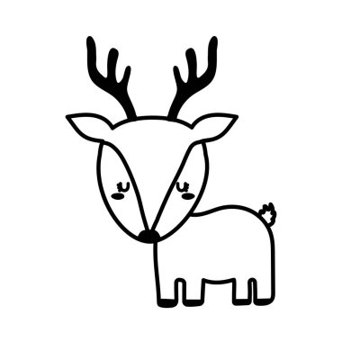 Sevimli tavşan çizgi çizgi çizgi çizimi ikon vektör tasarımı