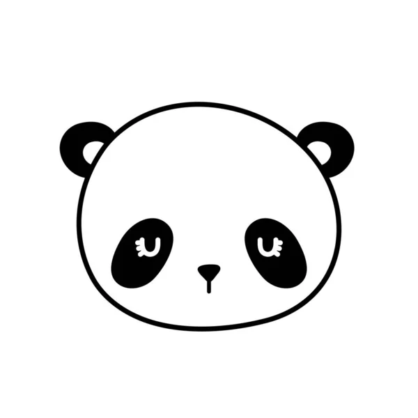 Niedliche Pandabär Gesicht Cartoon-Linie Stil-Symbol Vektor-Design — Stockvektor