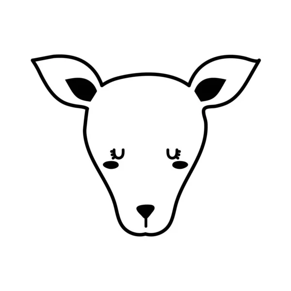 Lindo canguro cara caricatura línea estilo icono vector diseño — Vector de stock