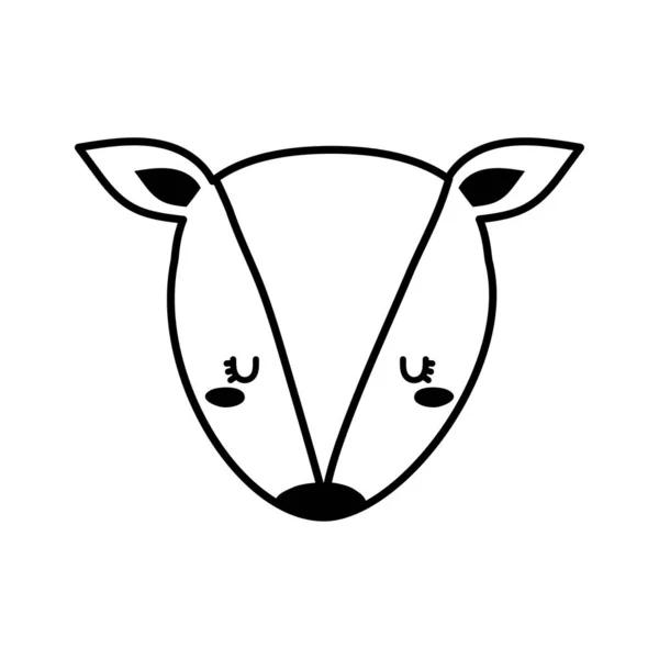 Mignon renard visage dessin animé ligne style icône vectoriel design — Image vectorielle