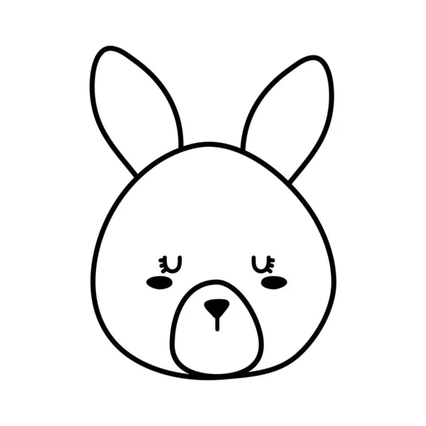 可爱兔子脸卡通线条风格图标矢量设计 — 图库矢量图片
