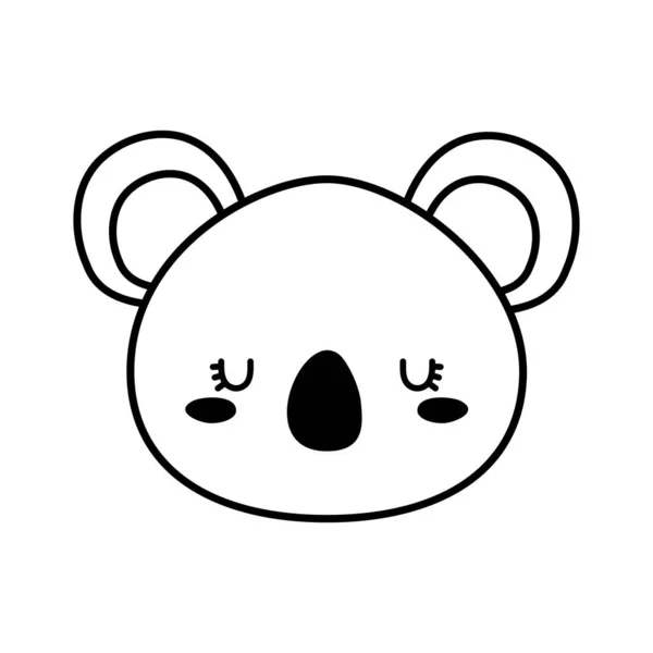 Söt koala björn ansikte tecknad linje stil ikon vektor design — Stock vektor