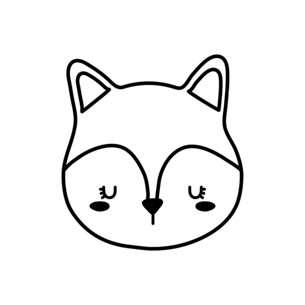 Bonito gato rosto desenho animado linha estilo ícone vetor design —  Vetores de Stock