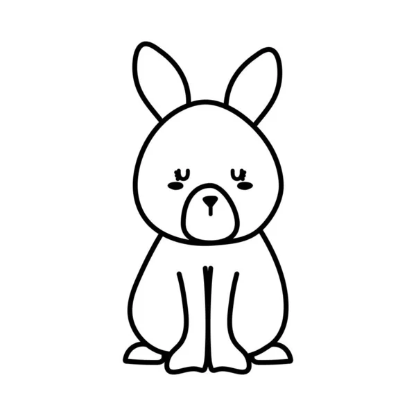 Cute rabbit cartoon line style icon vector design — Stock Vector