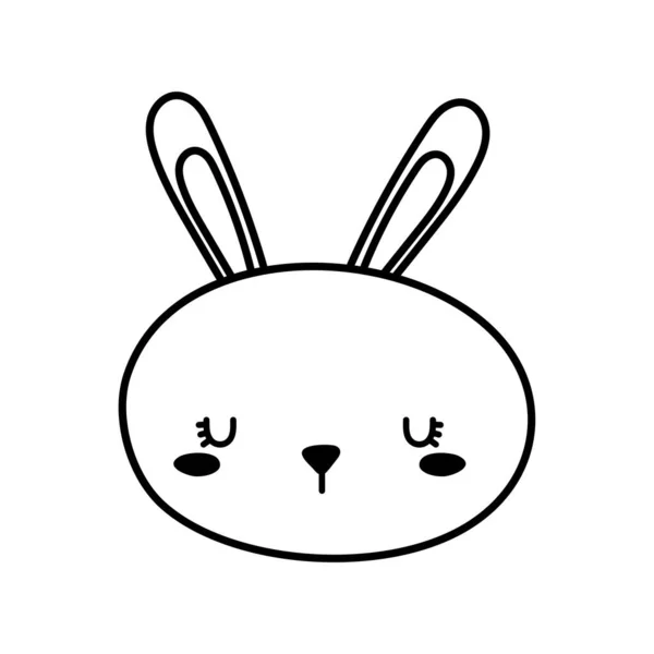 Mignon lapin visage dessin animé ligne style icône vectoriel design — Image vectorielle