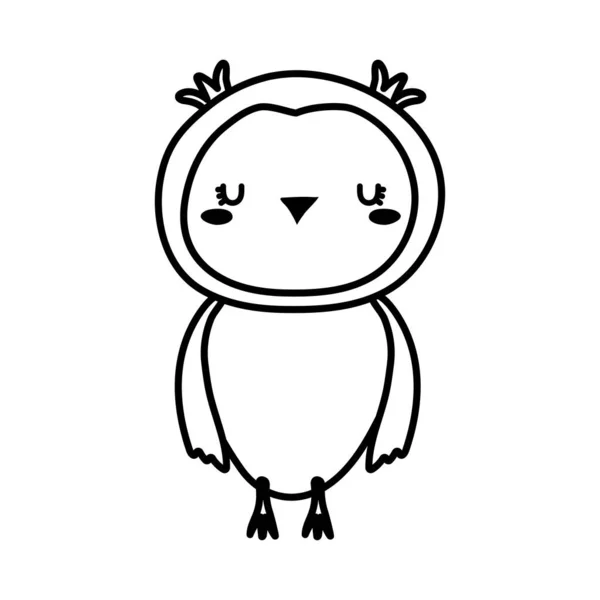 Bonito coruja desenho animado linha estilo ícone vetor design — Vetor de Stock