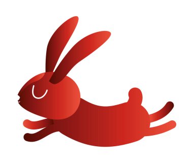 Tatlı kırmızı tavşan çizgi film sıçrama vektörü tasarımı