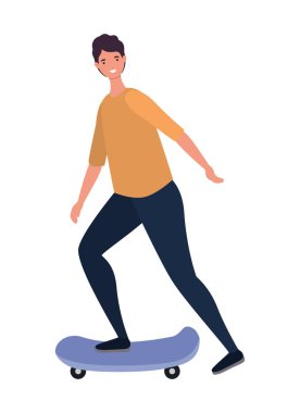 Kaykay vektör tasarımında erkek karikatürü