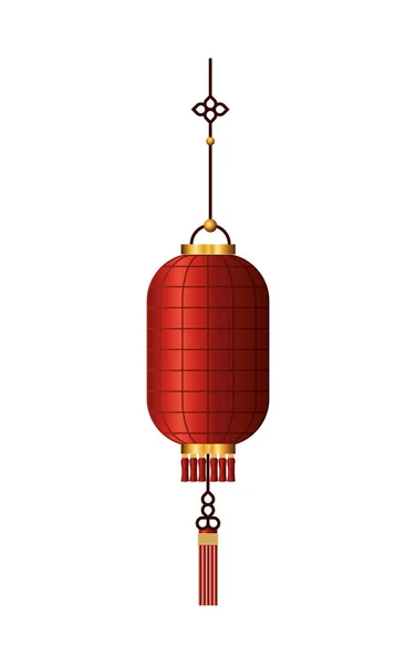 金のランタンベクトルのデザインで中国の赤を隔離 — ストックベクタ