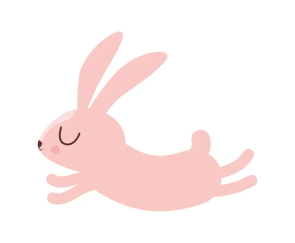 Cute pink rabbit cartoon jumping vector design — Stock Vector