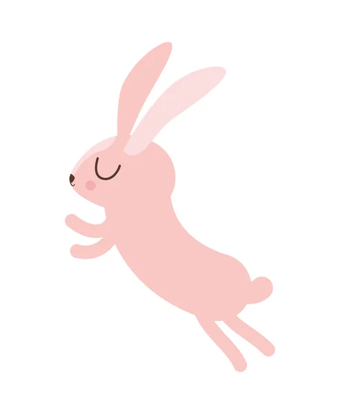 Lindo conejo rosa dibujo animado saltar diseño de vectores — Vector de stock