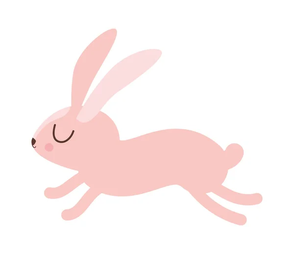 Carino rosa disegno del vettore di salto del fumetto del coniglio — Vettoriale Stock