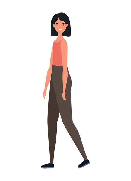 Geïsoleerde avatar vrouw cartoon met zwart haar vector ontwerp — Stockvector