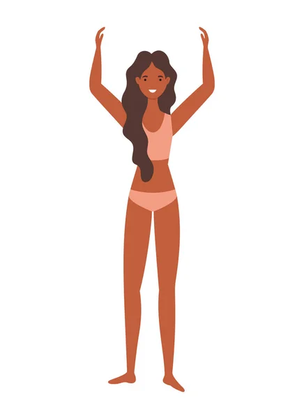 Negro chica de dibujos animados con bikini vector de diseño — Vector de stock