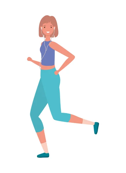 Mujer dibujos animados corriendo diseño de vectores — Vector de stock