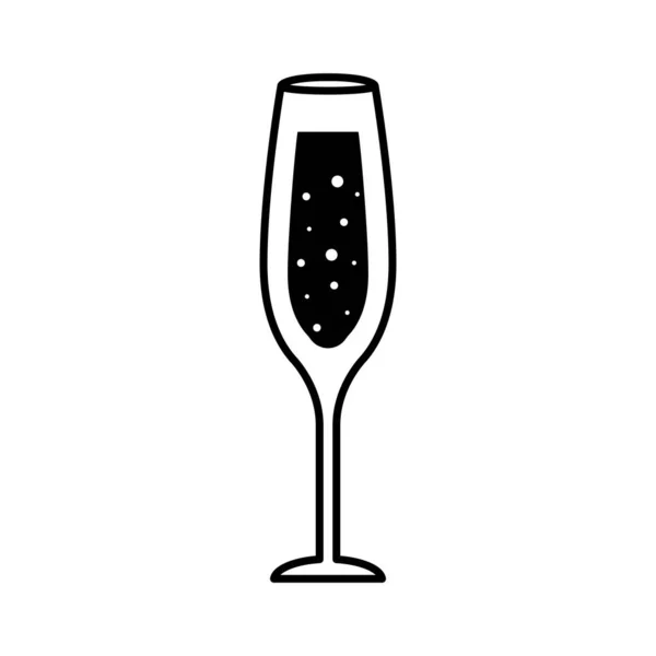 Šampaňské sklo pohár silueta styl ikona vektor design — Stockový vektor