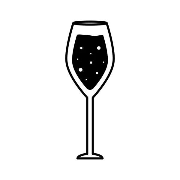 Copo de vidro de vinho branco silhueta estilo ícone vetor design —  Vetores de Stock